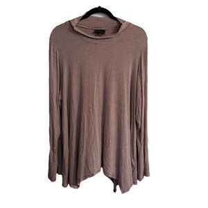 B Collection By Bobeau | Red & White Stripe Trapeze Long Sleeve Cowl Neck Top 3X